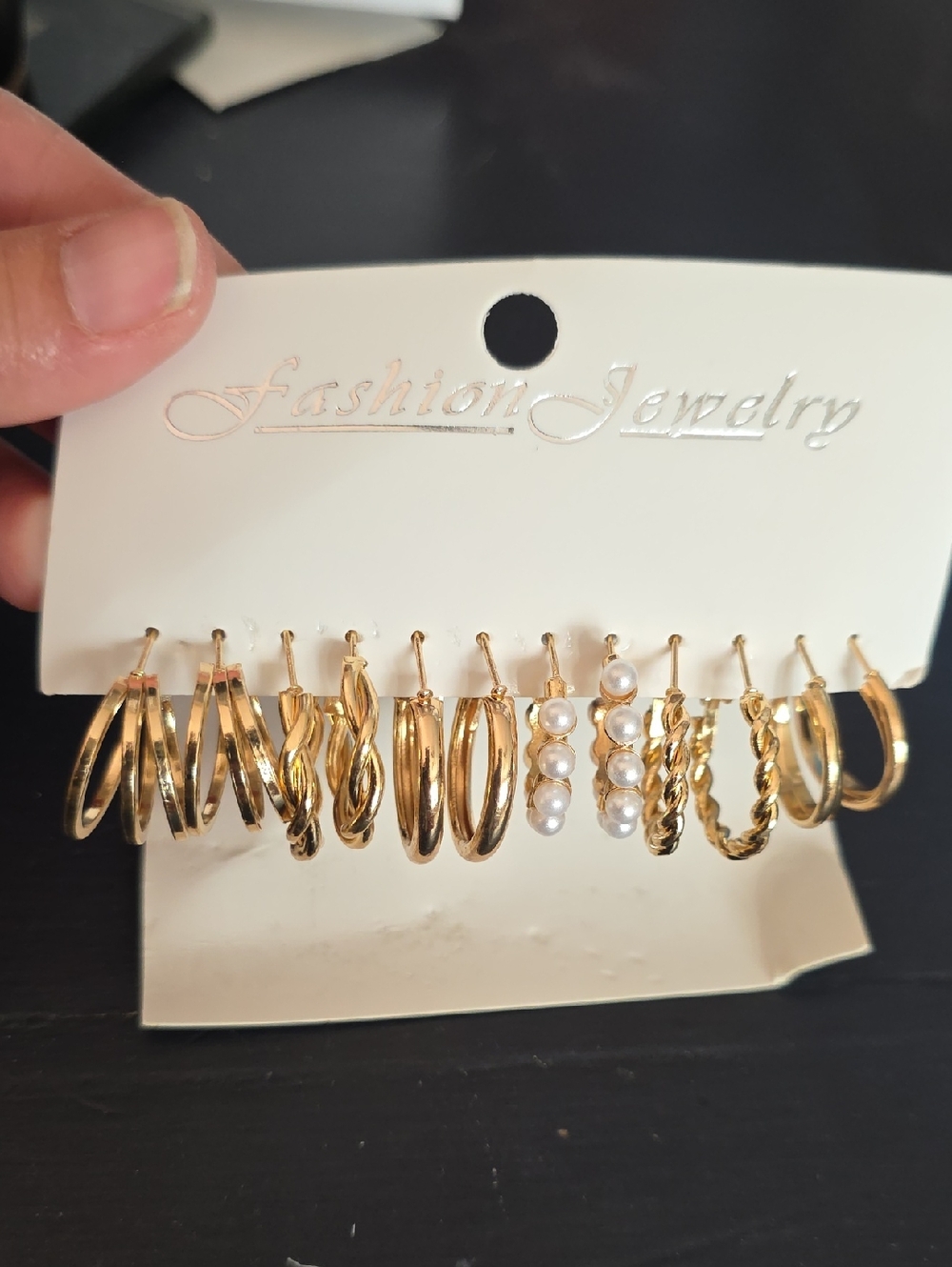 Fashion Jewelry Gold Multi-Hoop and Pearl Accent Earring Set